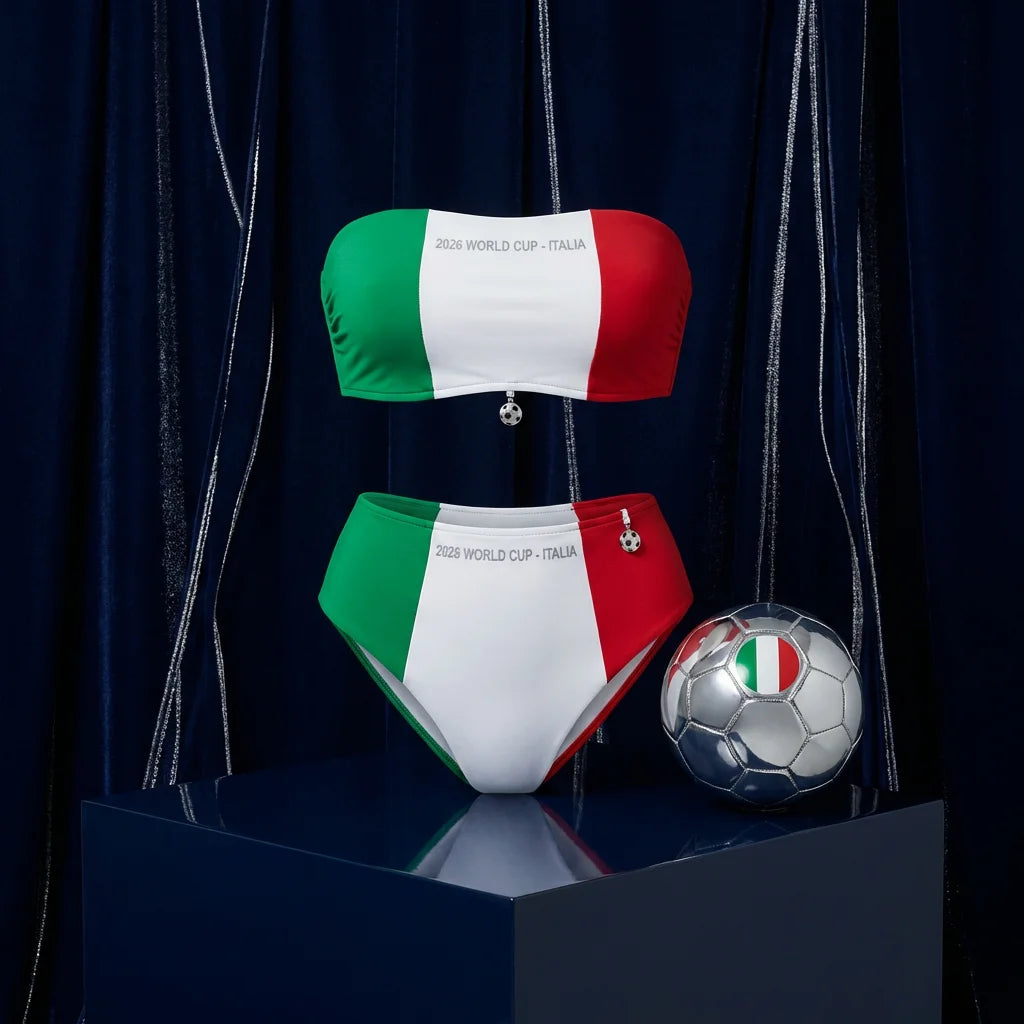 Italy Flag Bikini - Sexy 2026 World Cup Azzurri Swimwear - World Cup 2026 Sexy Fan Gear - Midnight Elegance Edition