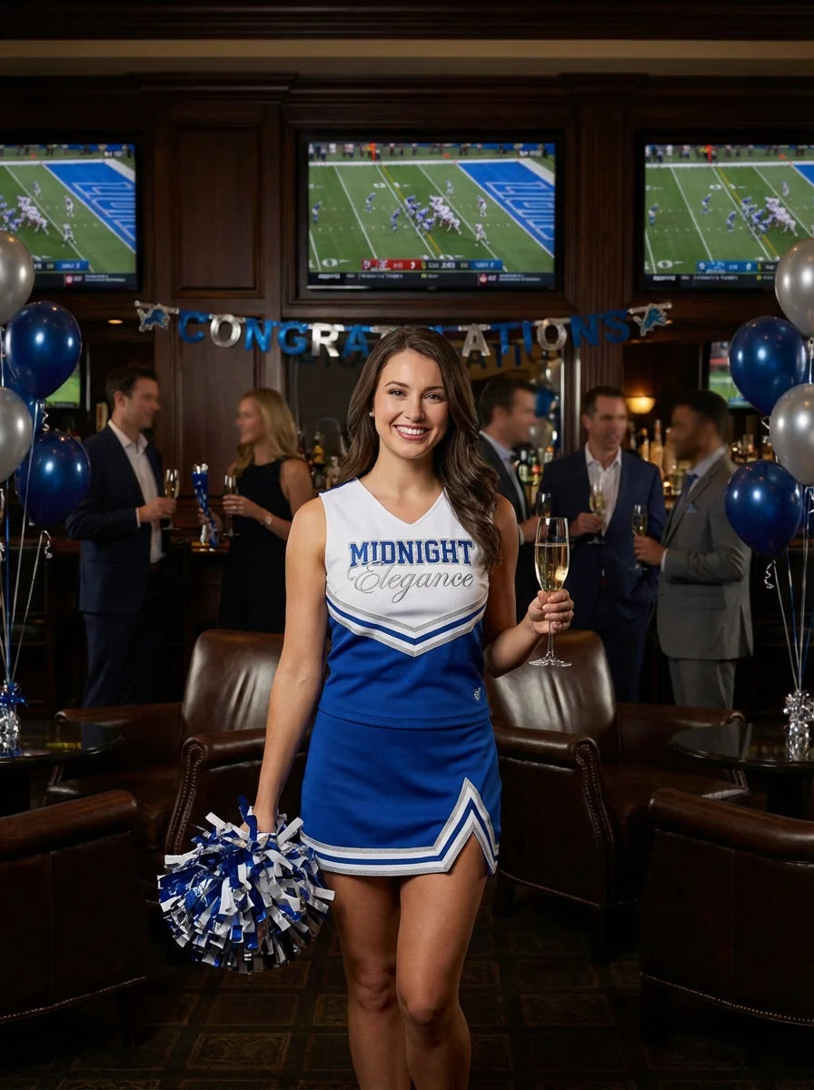 Sexy Cheerleader Costume - 2026 World Cup Soccer Fan Outfit - World Cup 2026 Sexy Fan Gear - Midnight Elegance Edition - View 1