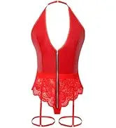 PU Leather & Lace Patchwork Teddy - Sexy Lingerie for Women - World Cup 2026 Sexy Fan Gear - Midnight Elegance Edition - View 1