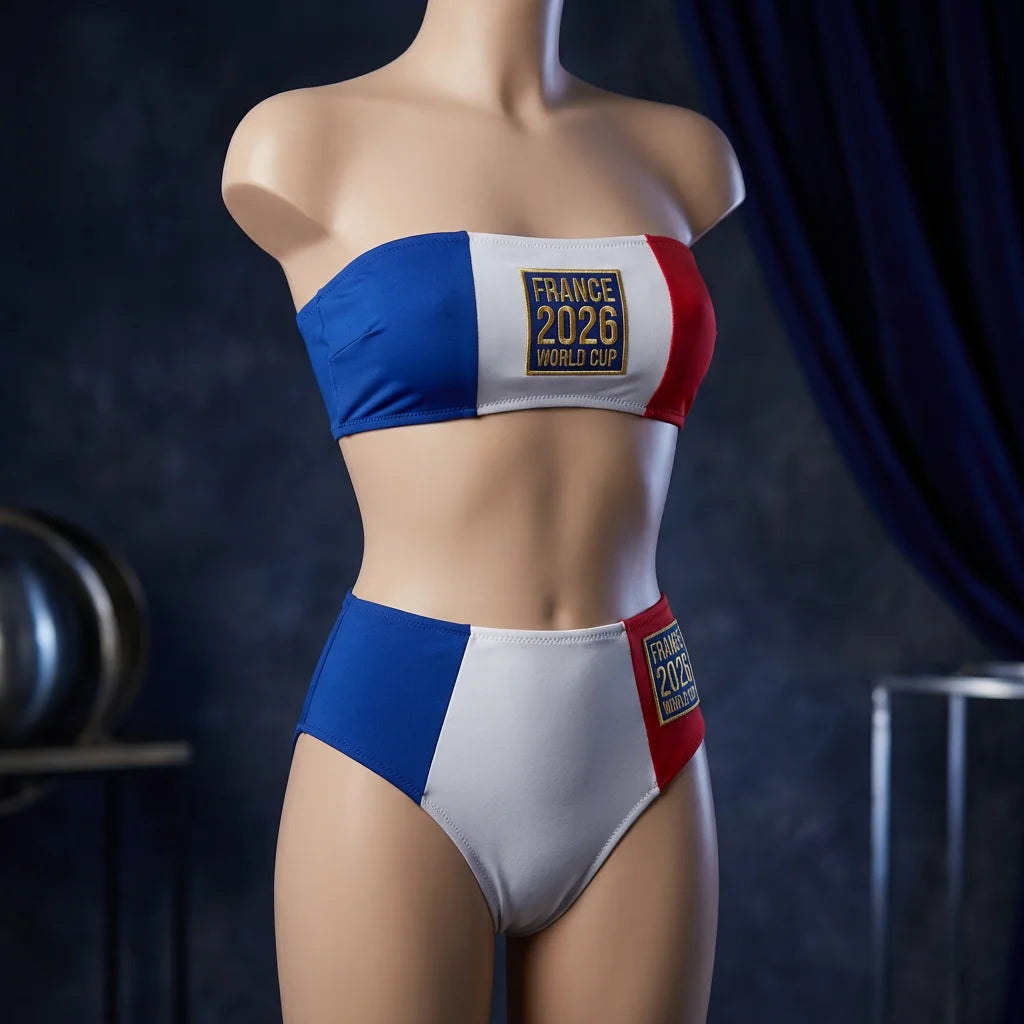 France Flag Bikini - Sexy 2026 World Cup Les Bleus Swimwear - World Cup 2026 Sexy Fan Gear - Midnight Elegance Edition