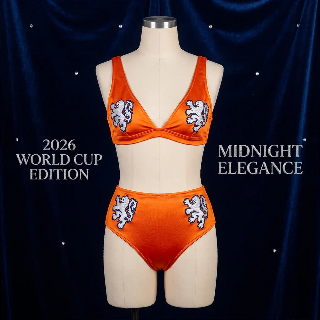 Netherlands Flag Bikini - Sexy 2026 World Cup Oranje Swimwear - World Cup 2026 Sexy Fan Gear - Midnight Elegance Edition