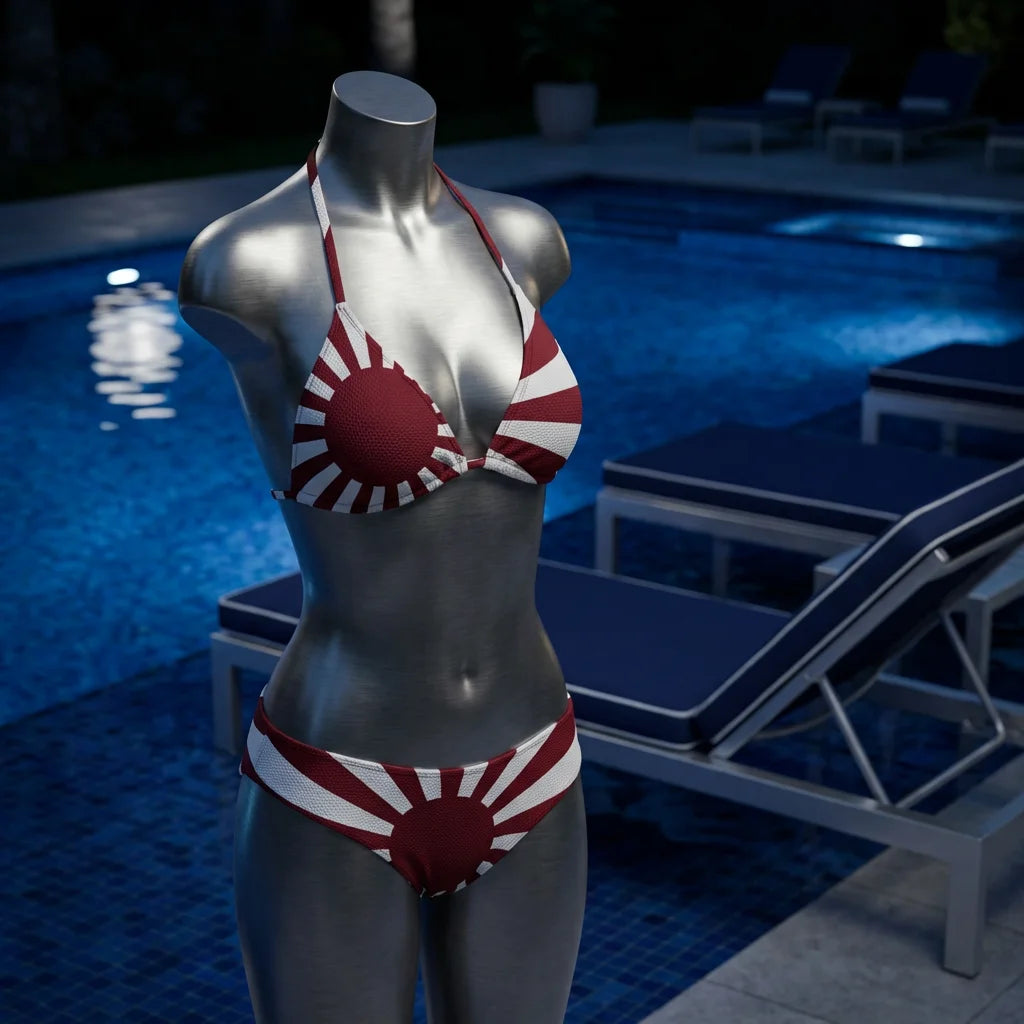 Japan Rising Sun Flag Bikini - World Cup 2026 Edition - World Cup 2026 Sexy Fan Gear - Midnight Elegance Edition