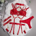 Gothic Strap & Mesh 4-Piece Set (with Metal Rings) - Sexy Lingerie Set - World Cup 2026 Sexy Fan Gear - Midnight Elegance Edition - View 1