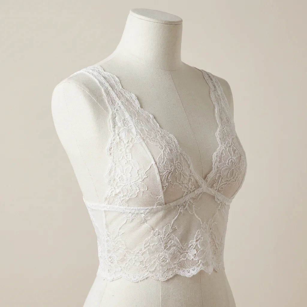 Pure Elegance - Minimalist White Sheer Lace Crop Top - World Cup 2026 Sexy Fan Gear - Midnight Elegance Edition - View 1