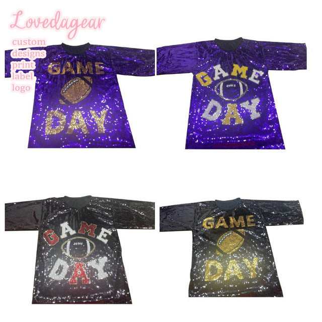 Bling Sequin Football Jersey Dress - Midnight Victory Glimmer