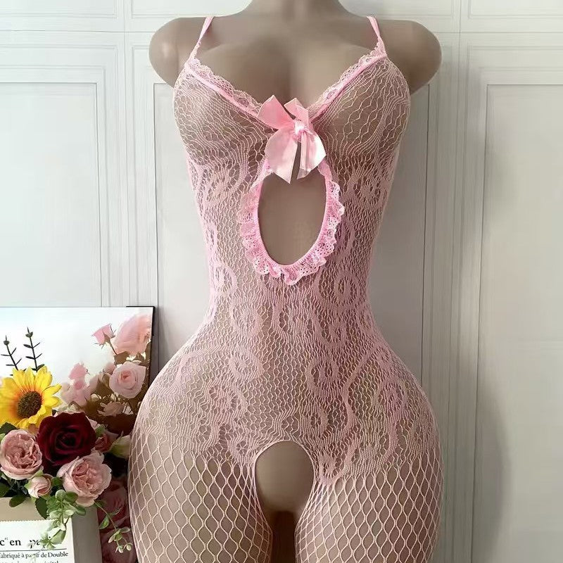 Plus Size Mesh Crotchless Teddy - Sexy Lingerie for Women - World Cup 2026 Sexy Fan Gear - Midnight Elegance Edition - View 2